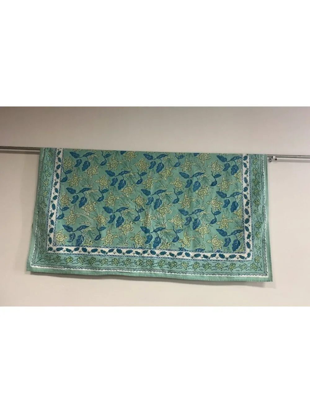 Turtle Print Blue Tablecloth By Pomegranate Inc 100% Cotton Square 55 Inches